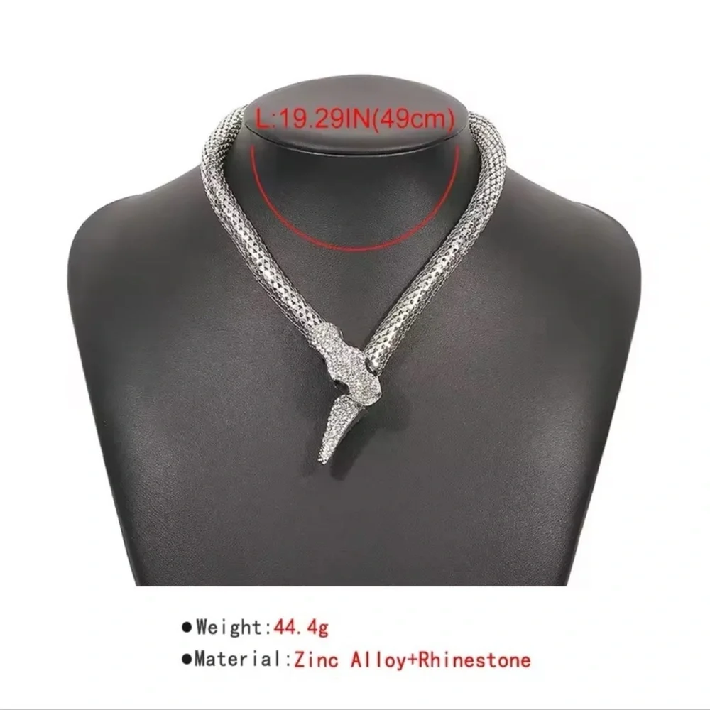 Serpenti Silver Snake Crystal Necklace - Picture 6 of 11